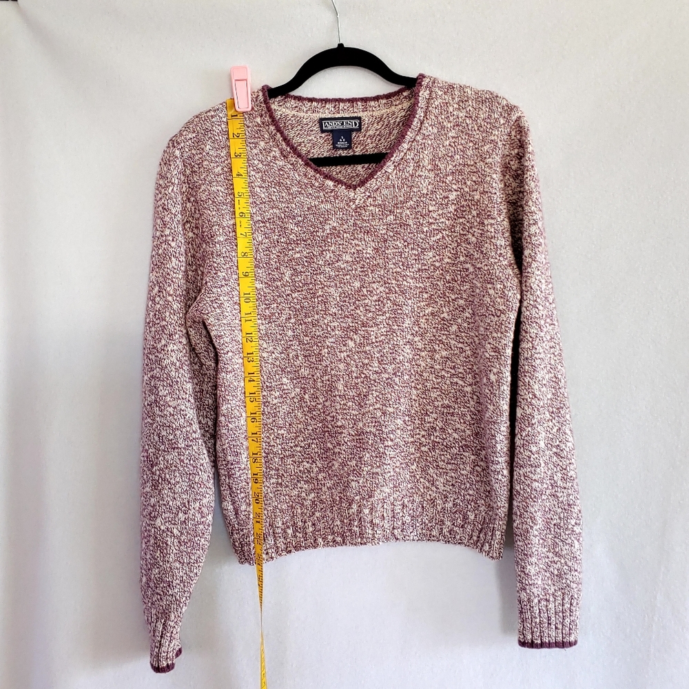 Land's End Purple Marled V Neck Sweater - Picture 2 of 12